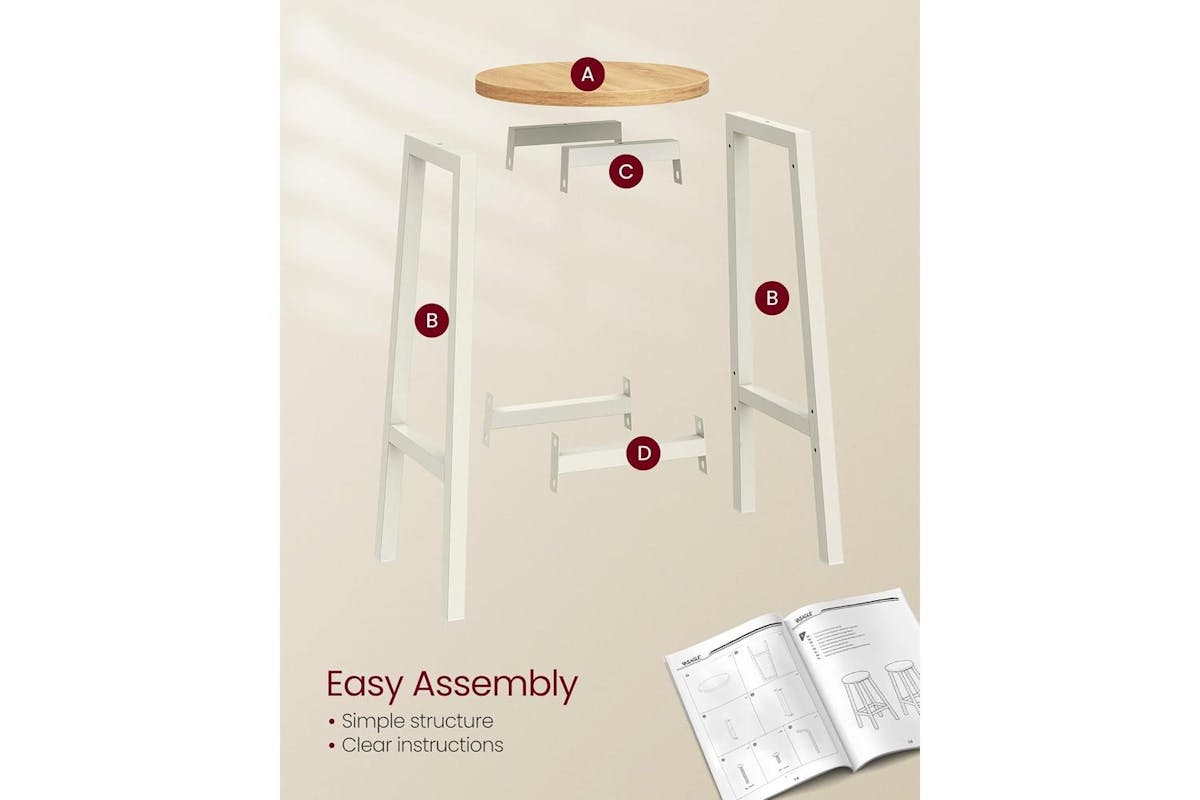 Vasagle Bar Stool | Classic Style | Beige And White Oak | 65h Cm [Ex-Display DC250587-000283]-6