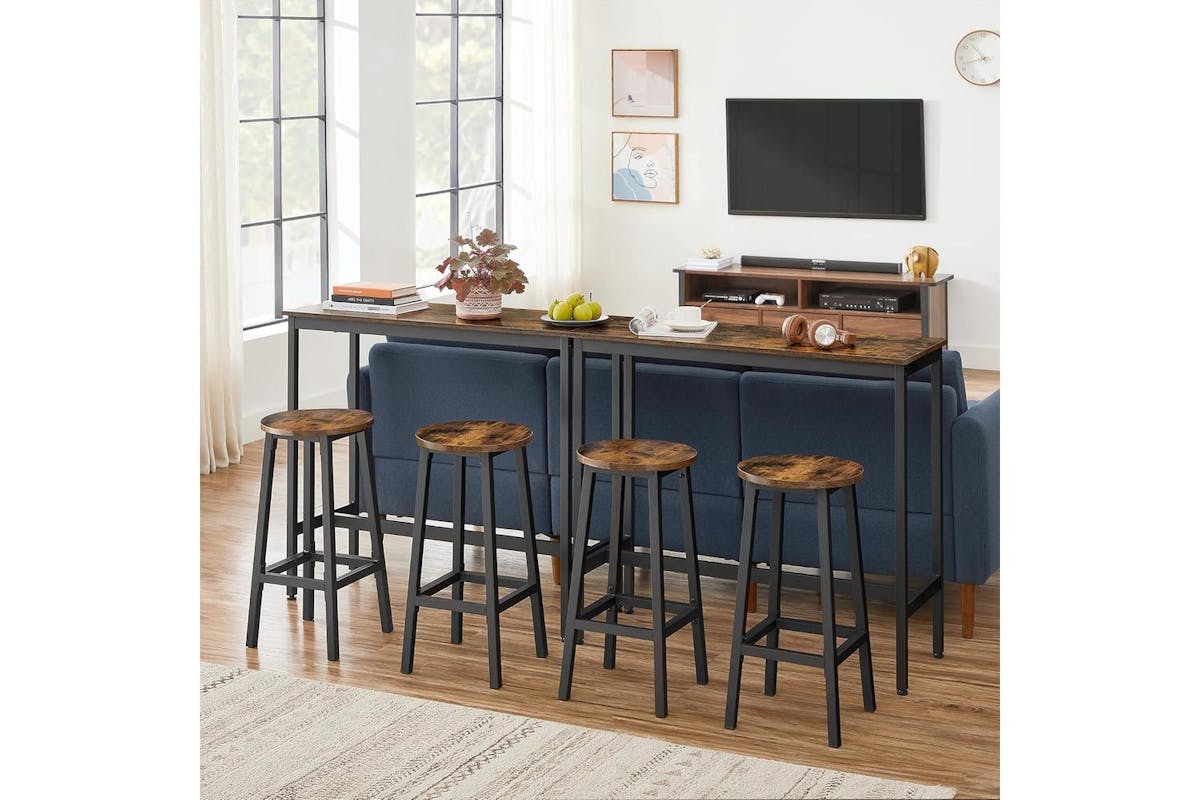 Vasagle Bar Table And Bar Stools Set | Particle Board And Steel | Vintage Brown And Black | 100cm Table-3