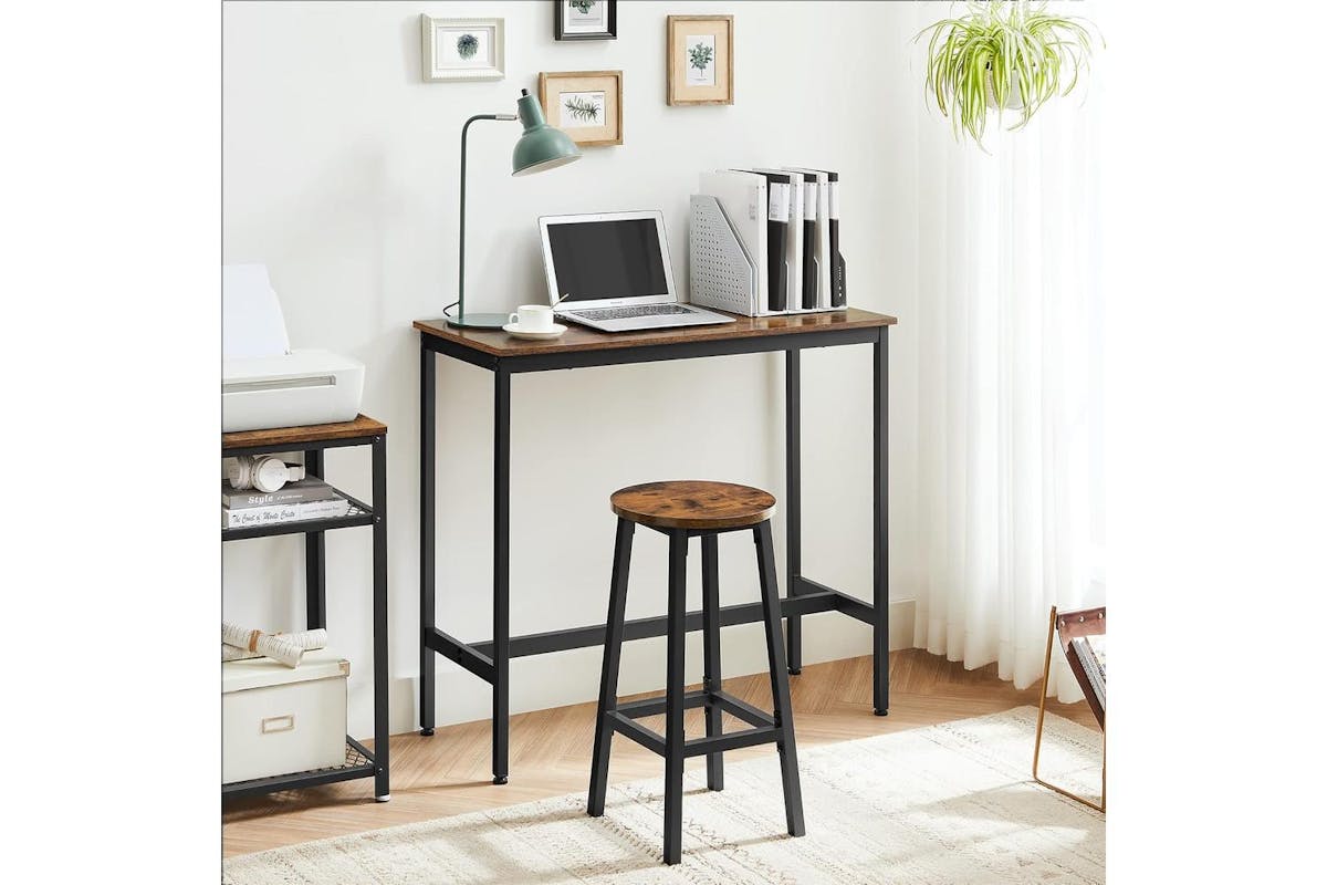 Vasagle Bar Table And Bar Stools Set | Particle Board And Steel | Vintage Brown And Black | 100cm Table-6