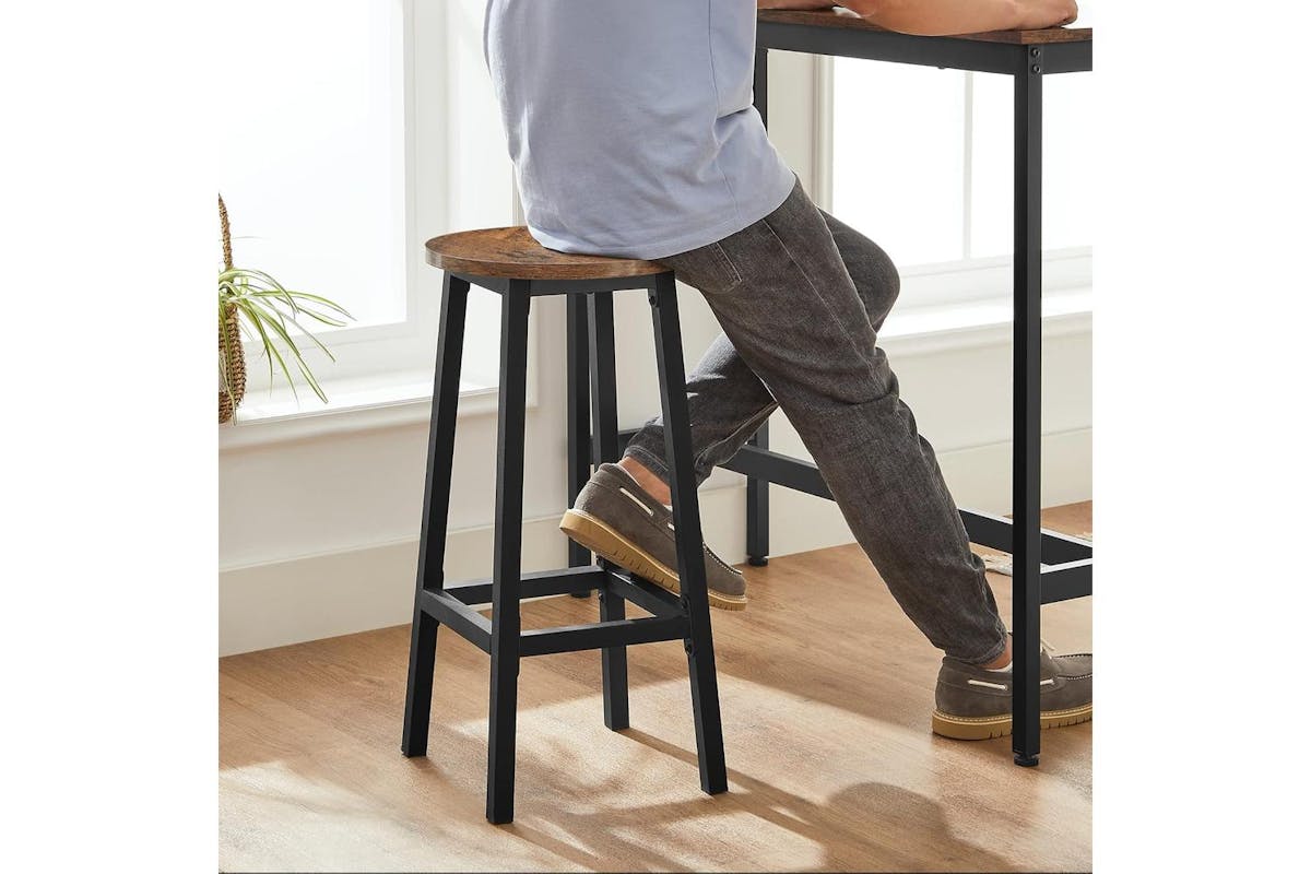 Vasagle Bar Table And Bar Stools Set | Particle Board And Steel | Vintage Brown And Black | 100cm Table-7