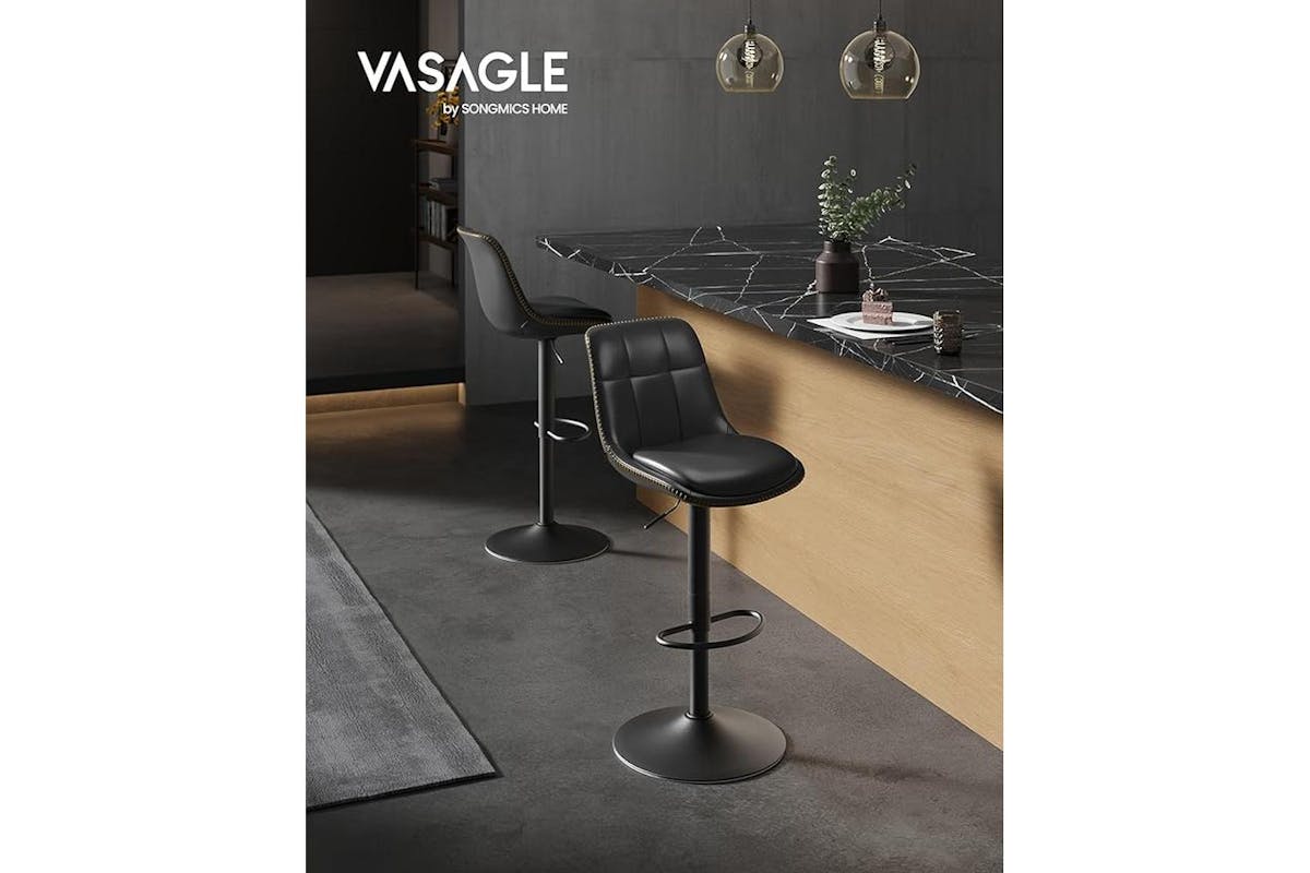 Vasagle Bar Stools | Pu Leather | Adjustable Height | Ink Black-2
