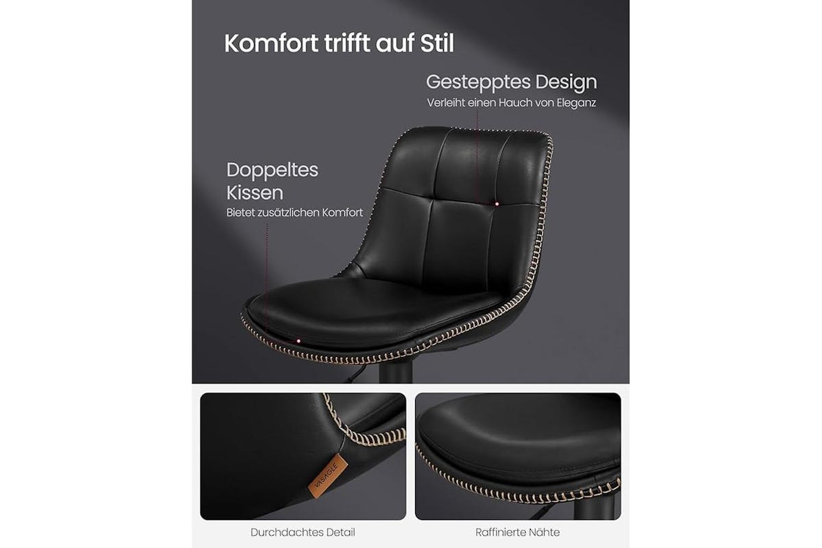 Vasagle Bar Stools | Pu Leather | Adjustable Height | Ink Black-3