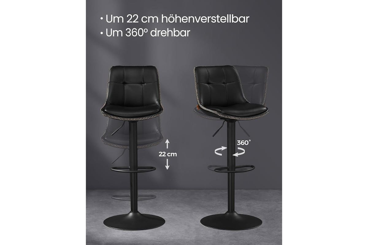 Vasagle Bar Stools | Pu Leather | Adjustable Height | Ink Black-7