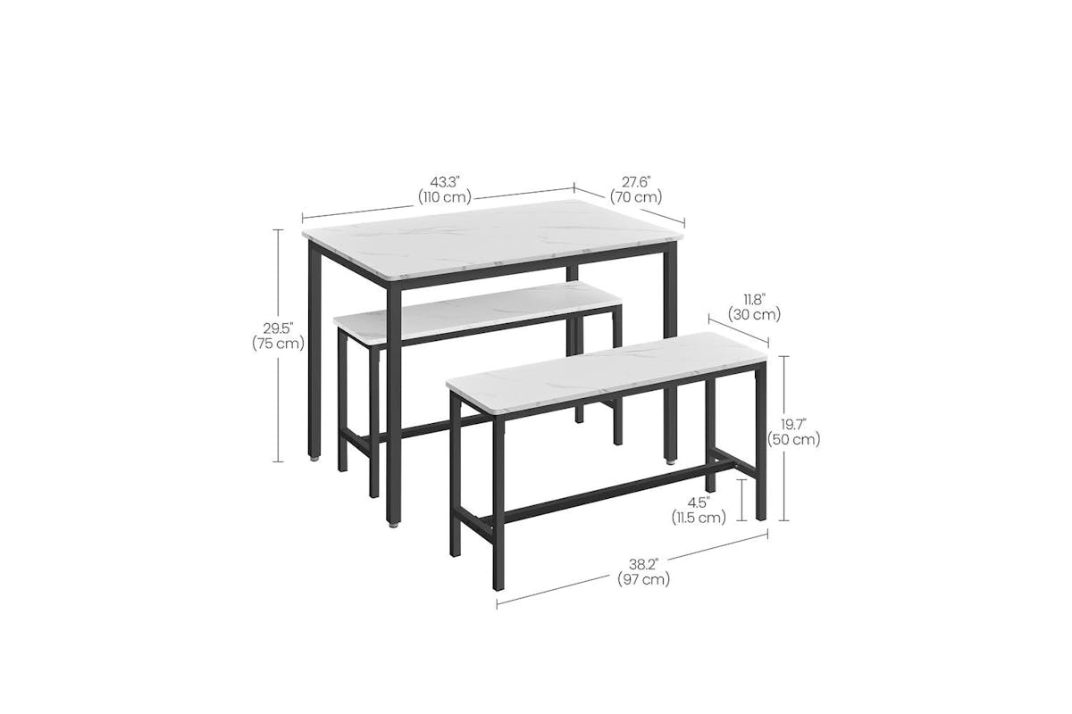 Vasagle Dining Table Set | Particleboard And Steel | 110 X 70 Cm-4