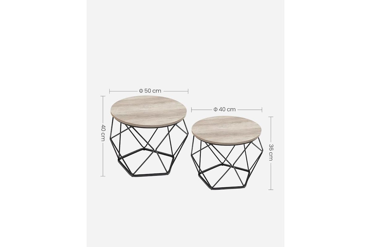 Vasagle Coffee Table Set | Wood Chipboard And Steel | Greige-black | 2 Piece-2