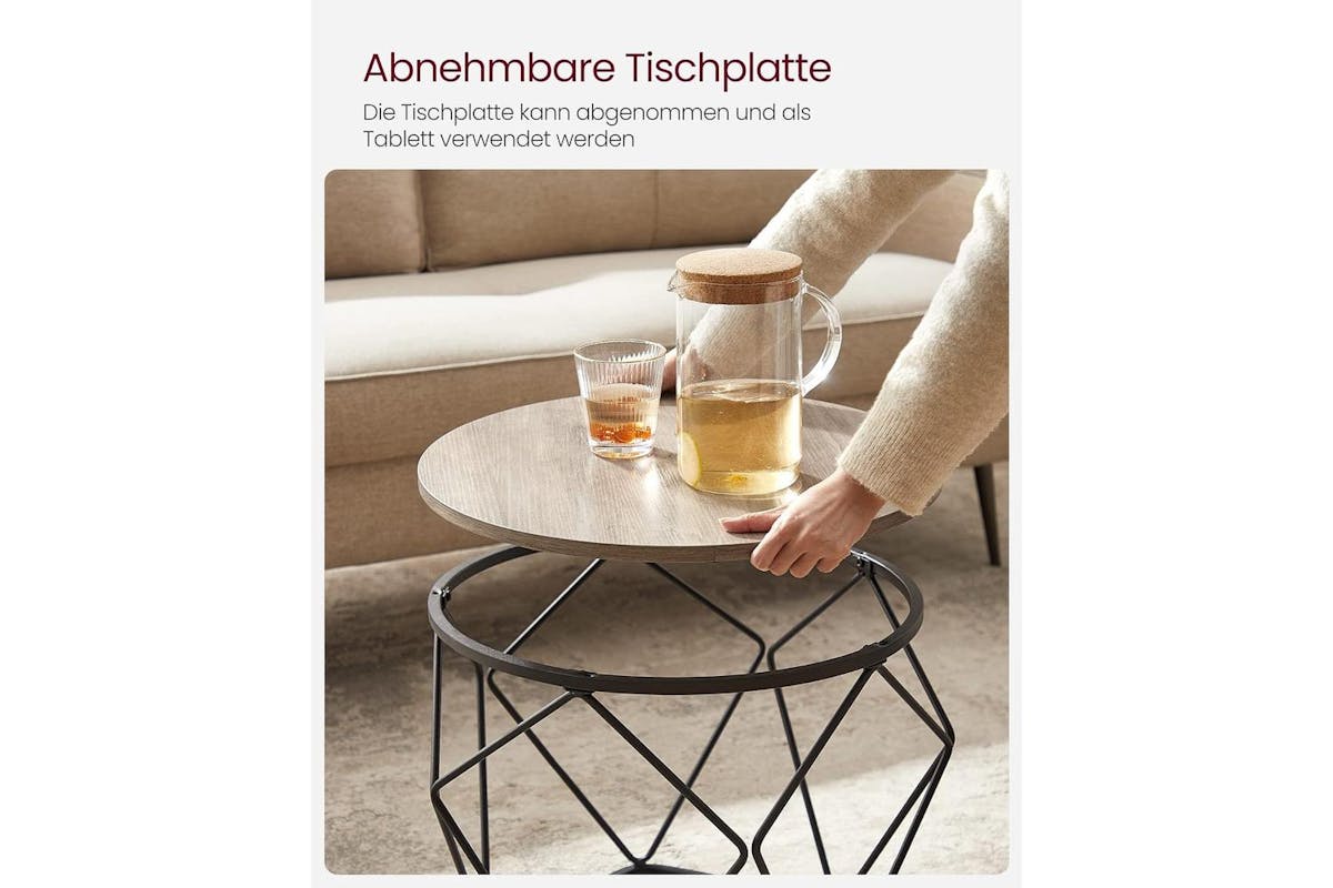 Vasagle Coffee Table Set | Wood Chipboard And Steel | Greige-black | 2 Piece-6