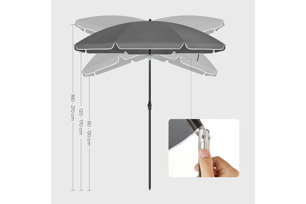 Patio Umbrella | Outdoor Parasol | Polyester Canopy | 1.8 Metre-6