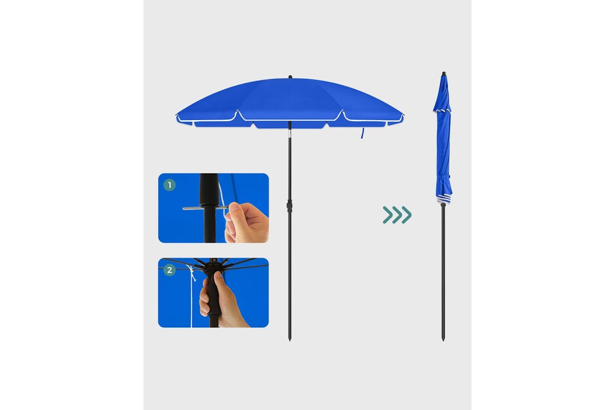 Beach Umbrella | Outdoor Parasol | Polyester Canopy | 1.8m-2