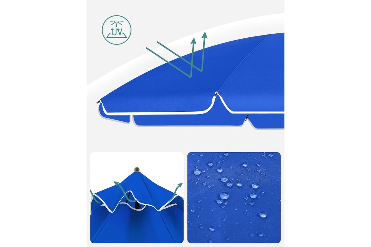 Beach Umbrella | Outdoor Parasol | Polyester Canopy | 1.8m-7