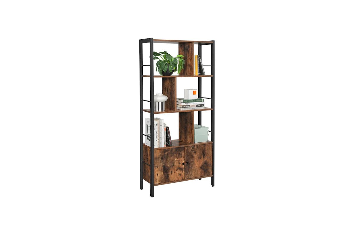 Vasagle Bookcase | Particleboard And Steel | Rustic Brown | 74 X 30 X 154.5 Cm-2