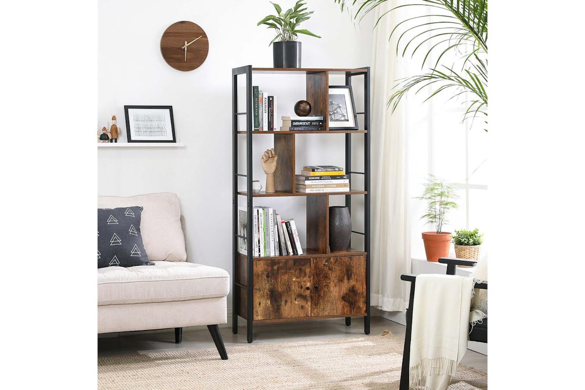 Vasagle Bookcase | Particleboard And Steel | Rustic Brown | 74 X 30 X 154.5 Cm-3