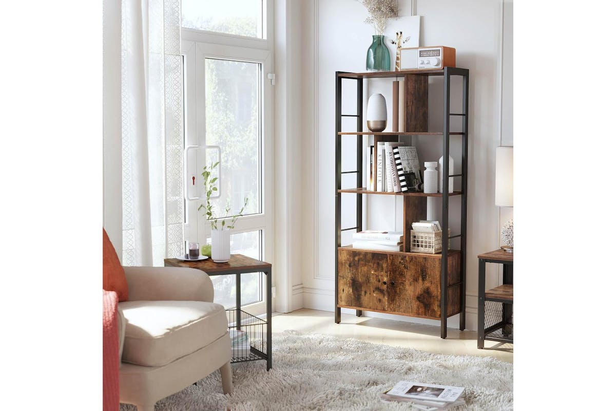Vasagle Bookcase | Particleboard And Steel | Rustic Brown | 74 X 30 X 154.5 Cm-4