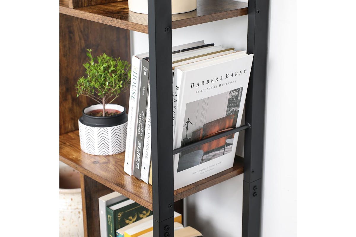 Vasagle Bookcase | Particleboard And Steel | Rustic Brown | 74 X 30 X 154.5 Cm-6