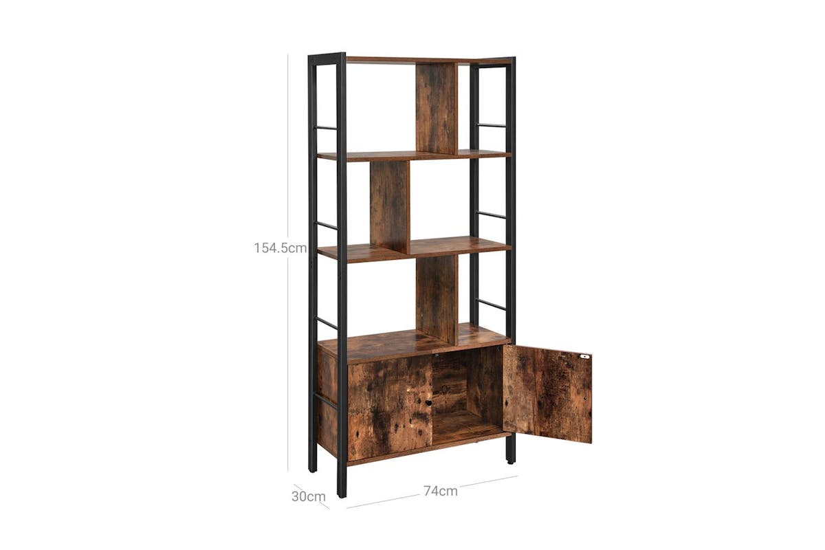 Vasagle Bookcase | Particleboard And Steel | Rustic Brown | 74 X 30 X 154.5 Cm-7