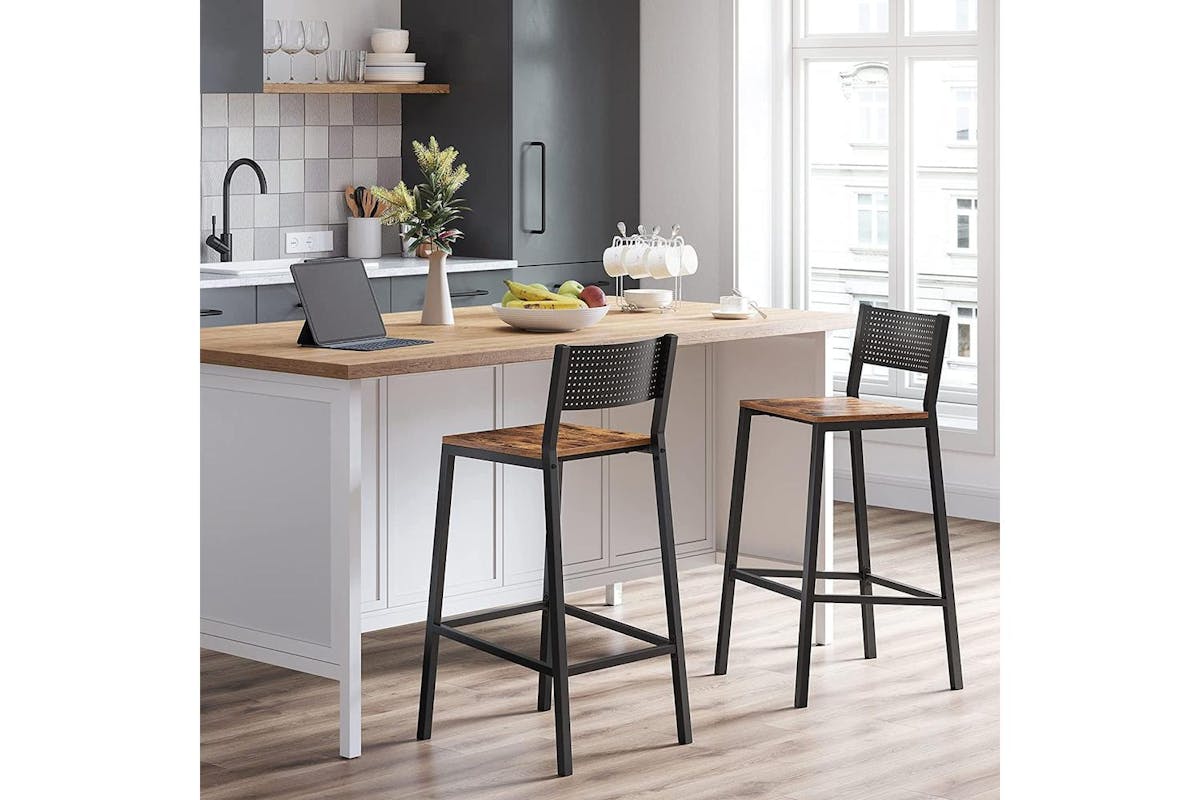 Vasagle Bar Stool | Particleboard And Steel | Rustic Brown And Black | 43.1 X 50.7 X 97.2 Cm-2