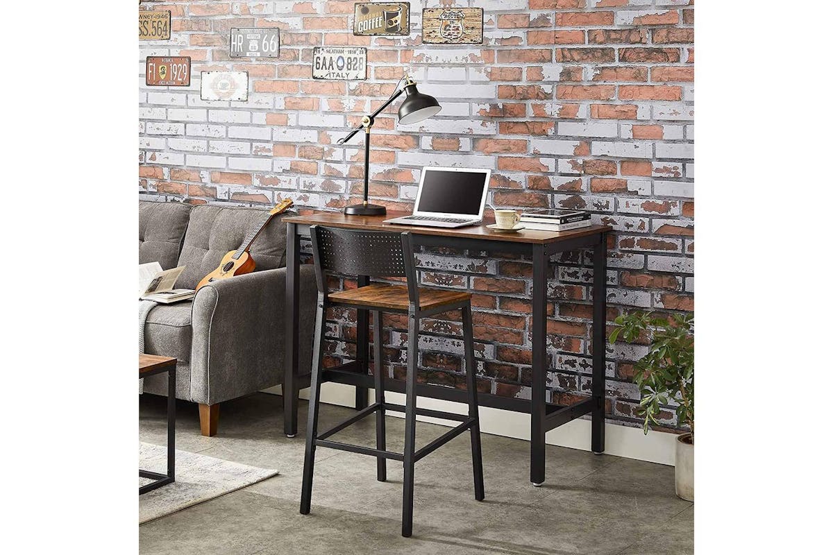 Vasagle Bar Stool | Particleboard And Steel | Rustic Brown And Black | 43.1 X 50.7 X 97.2 Cm-4