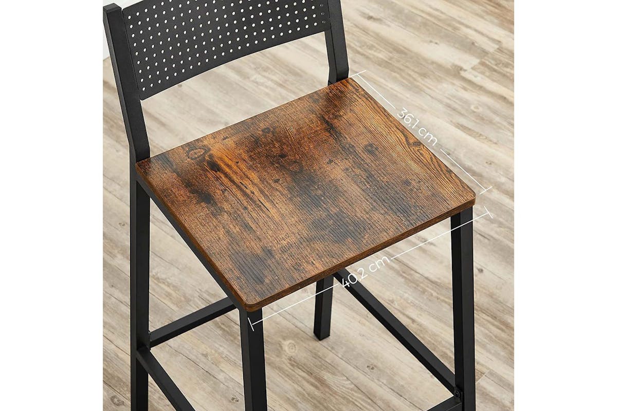 Vasagle Bar Stool | Particleboard And Steel | Rustic Brown And Black | 43.1 X 50.7 X 97.2 Cm-5