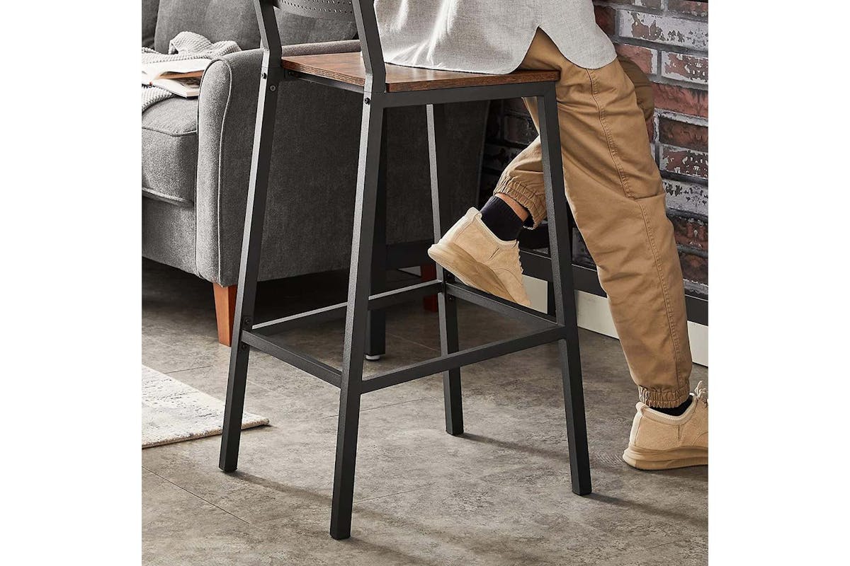 Vasagle Bar Stool | Particleboard And Steel | Rustic Brown And Black | 43.1 X 50.7 X 97.2 Cm-6