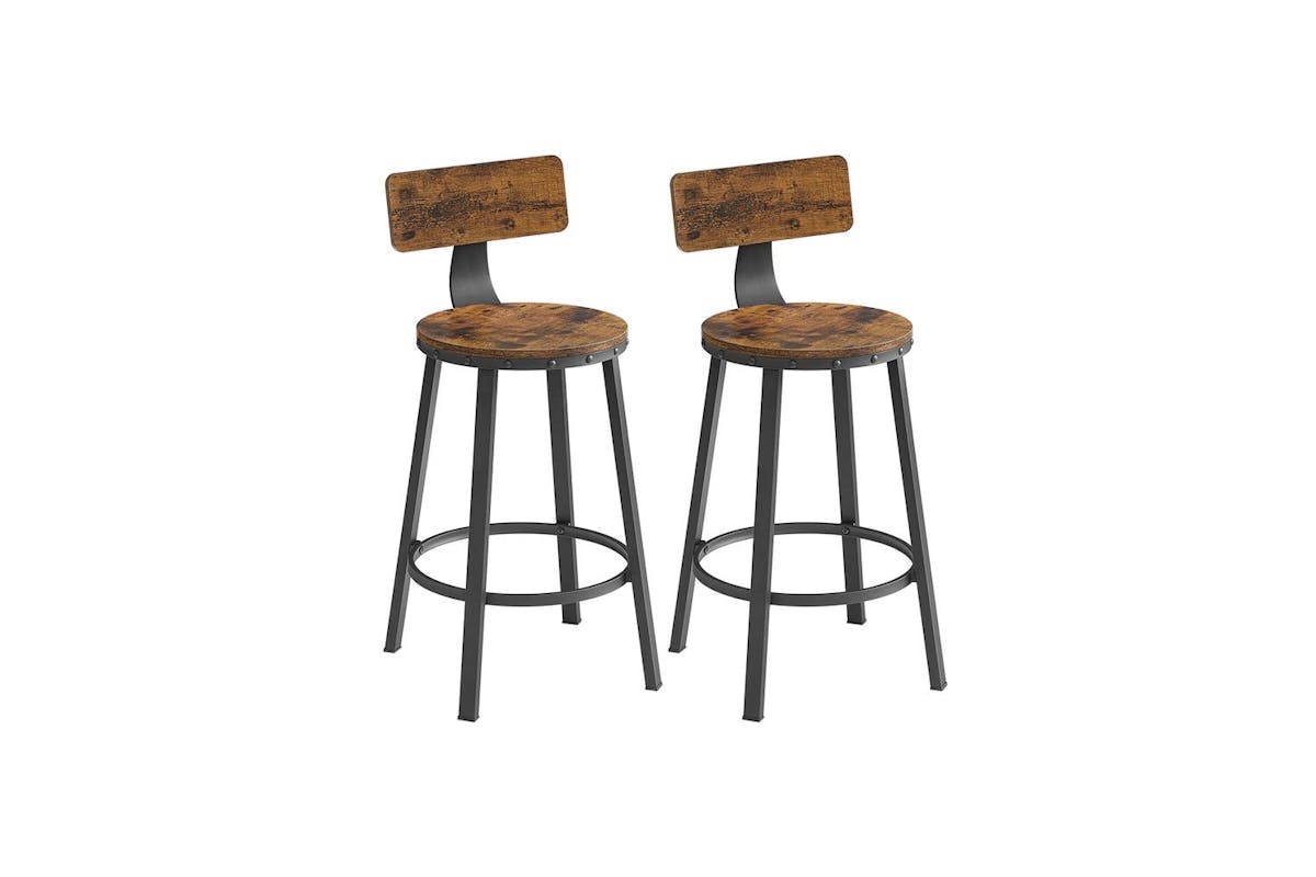 Vasagle Bar Stool | Particleboard And Steel | Rustic Brown | 50.6 X 88.5 Cm-2