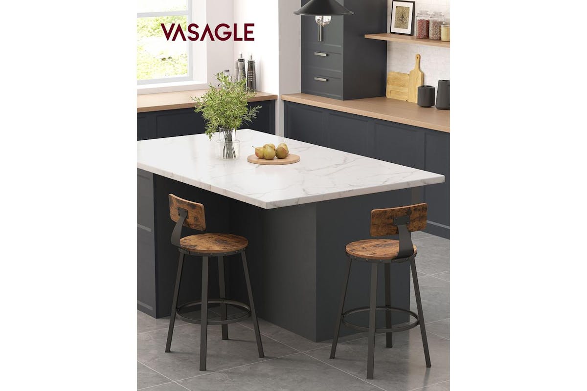 Vasagle Bar Stool | Particleboard And Steel | Rustic Brown | 50.6 X 88.5 Cm-3