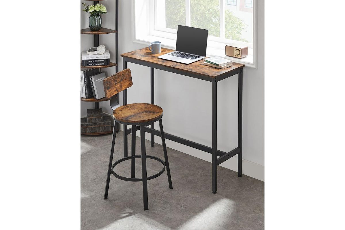 Vasagle Bar Stool | Particleboard And Steel | Rustic Brown | 50.6 X 88.5 Cm-5