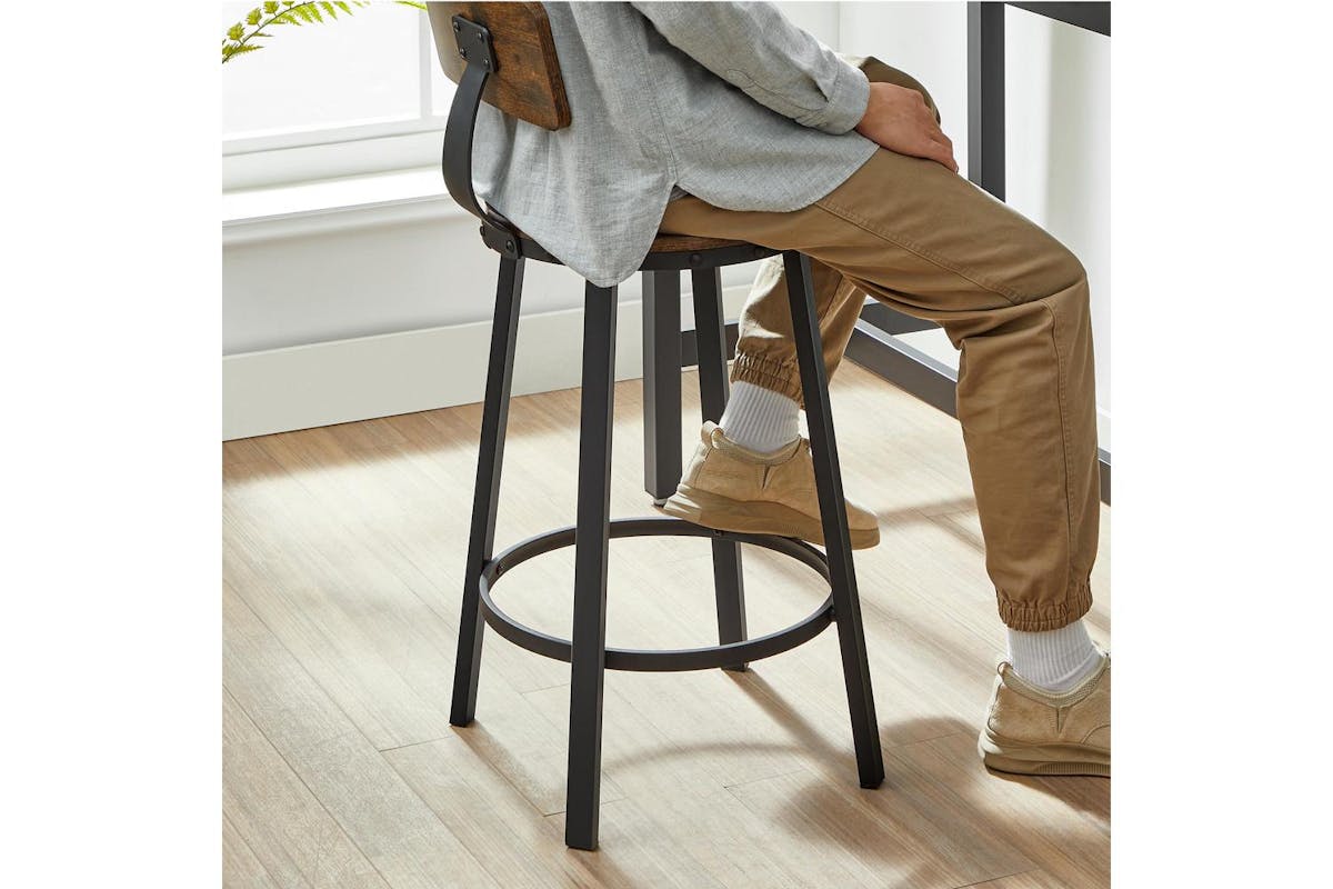 Vasagle Bar Stool | Particleboard And Steel | Rustic Brown | 50.6 X 88.5 Cm-7