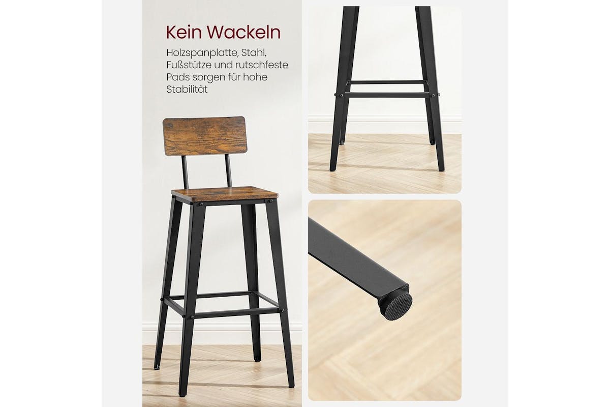 Vasagle Bar Chair | Bar Stool | Chipboard And Steel | 74cm Seat Height-4