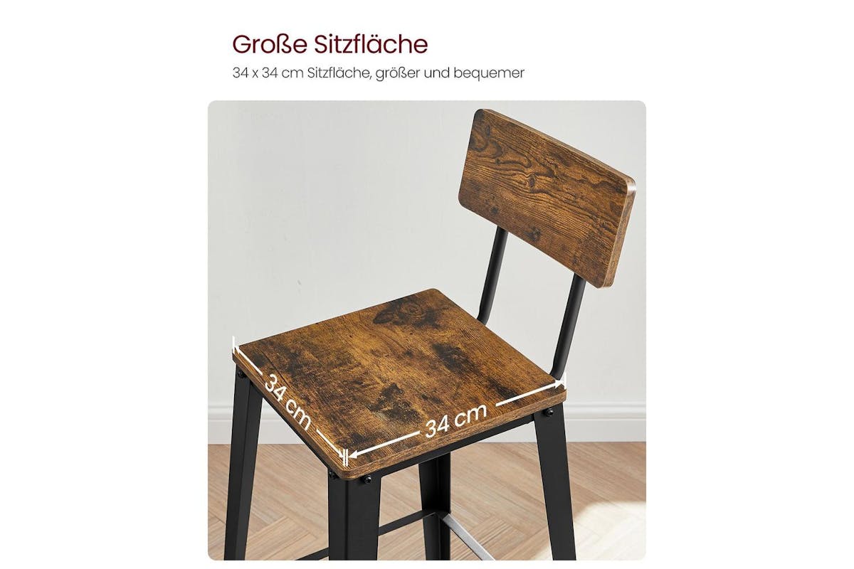 Vasagle Bar Chair | Bar Stool | Chipboard And Steel | 74cm Seat Height-5