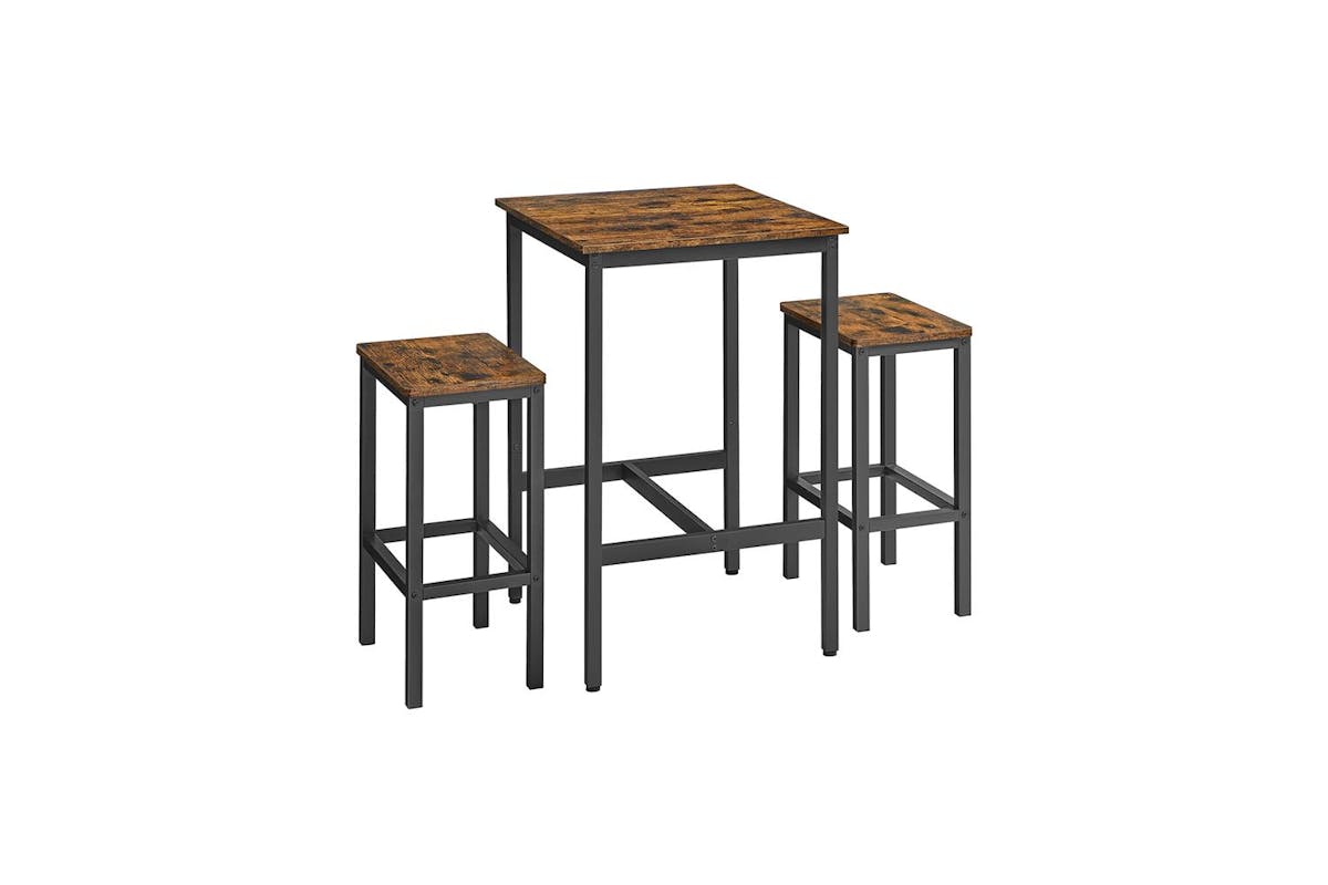 Vasagle Bar Table Set | Wood Chipboard & Steel | Vintage Brown/black | 60 X 60 X 90 Cm
