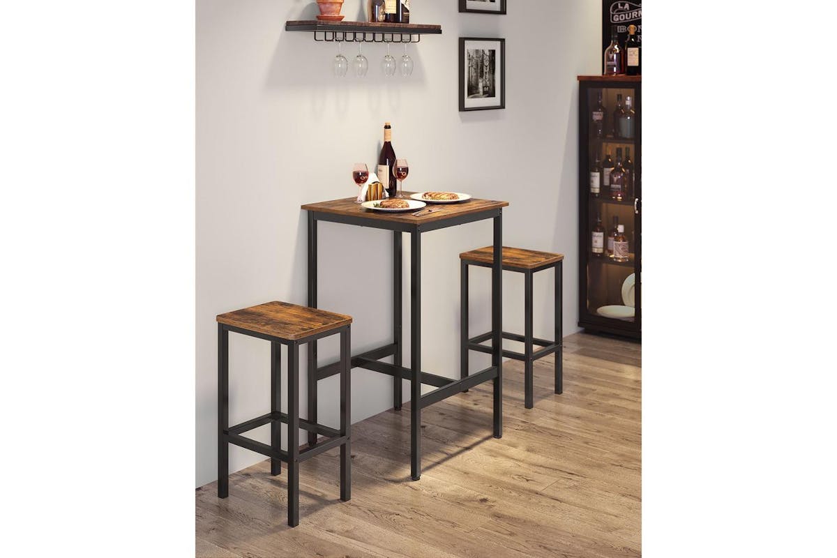 Vasagle Bar Table Set | Wood Chipboard & Steel | Vintage Brown/black | 60 X 60 X 90 Cm-3