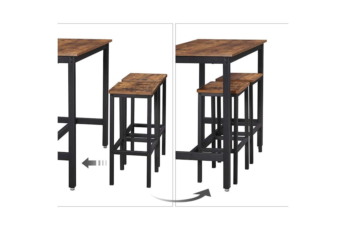 Vasagle Bar Table Set | Bar Table And Stools | Rustic Brown And Black | 120 X 60 X 90 Cm-6