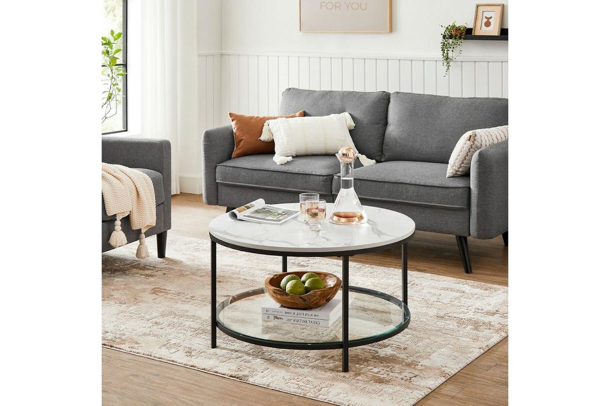 Coffee Table | Coffee Table | Wood Chipboard, Steel, Tempered Glass | 80 X 44.5 Cm-3