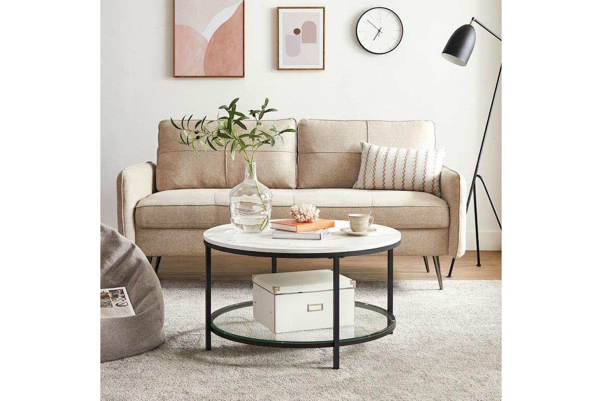 Coffee Table | Coffee Table | Wood Chipboard, Steel, Tempered Glass | 80 X 44.5 Cm-4
