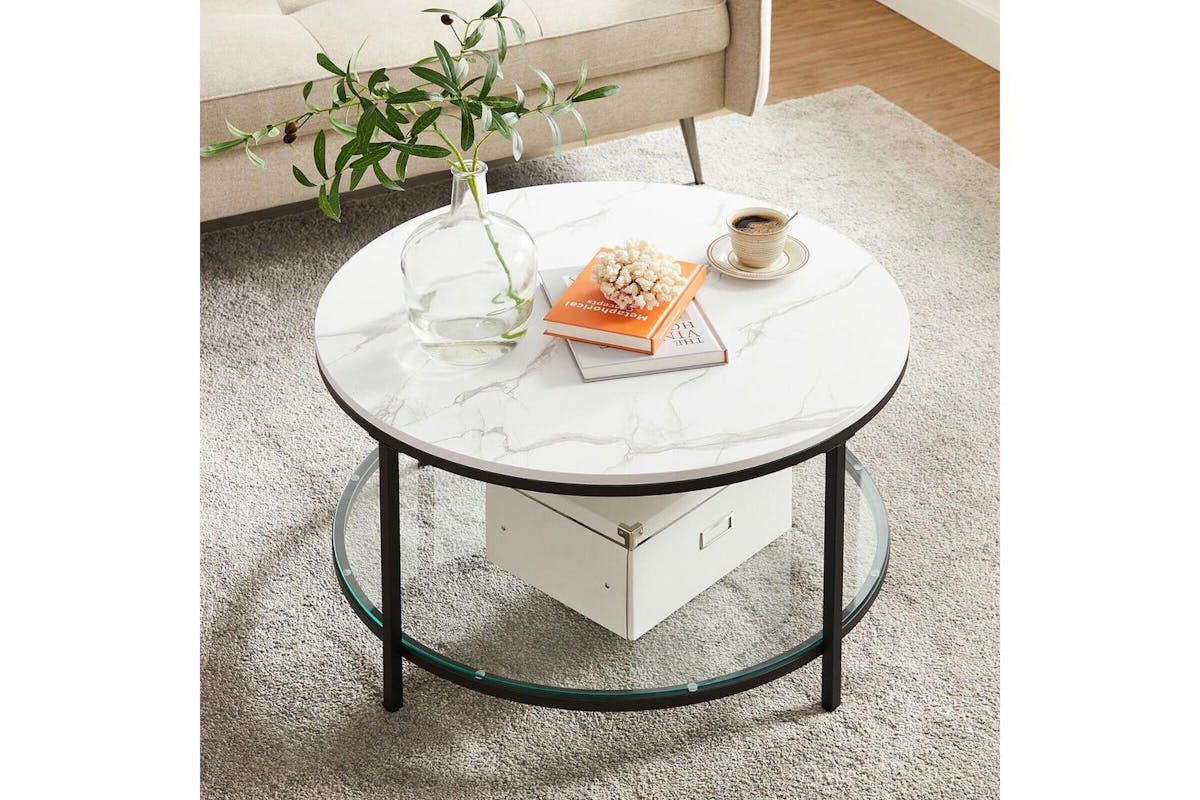 Coffee Table | Coffee Table | Wood Chipboard, Steel, Tempered Glass | 80 X 44.5 Cm-5