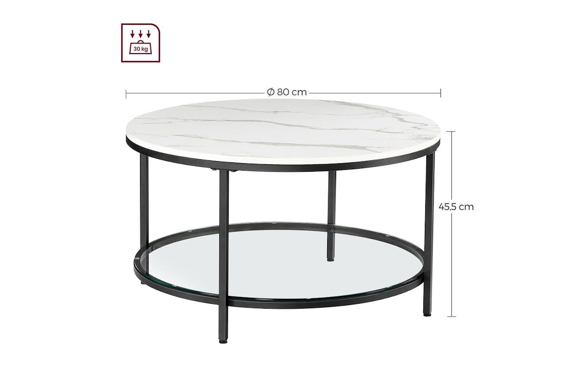 Coffee Table | Coffee Table | Wood Chipboard, Steel, Tempered Glass | 80 X 44.5 Cm-6