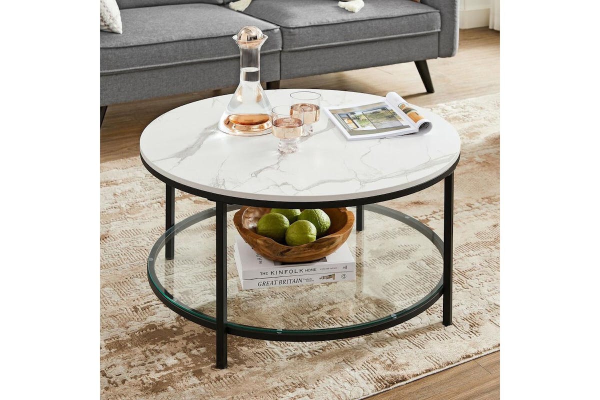 Coffee Table | Coffee Table | Wood Chipboard, Steel, Tempered Glass | 80 X 44.5 Cm-7