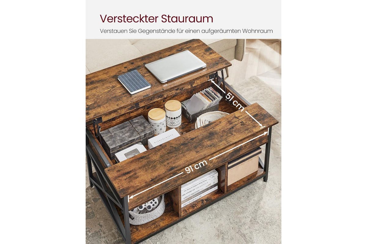 Coffee Table | Coffee Table | Steel And Particleboard | 60 X 100 X (48-62) Cm-4