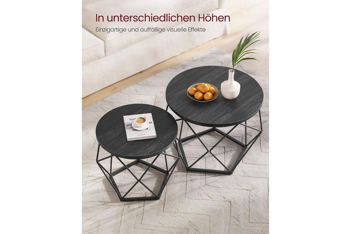 Vasagle Coffee Table Set | Particleboard And Steel | Black | 2 Piece-4