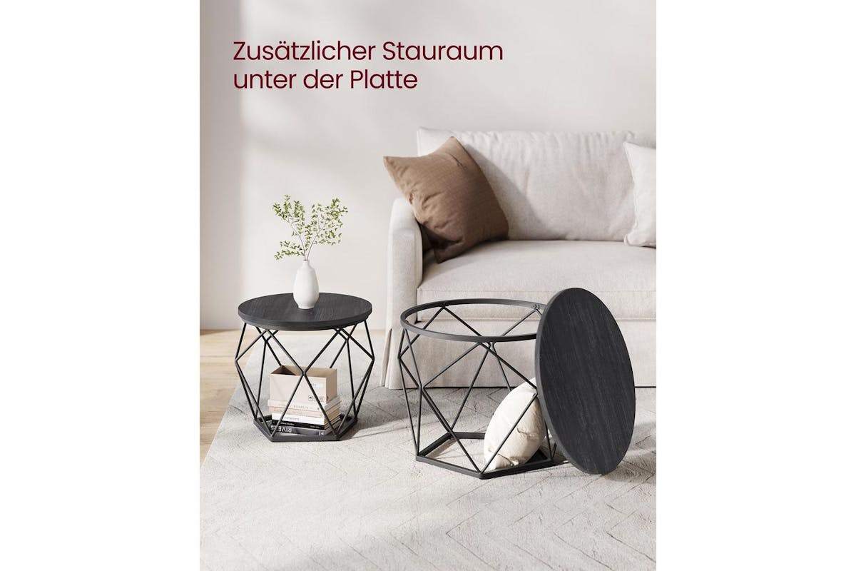 Vasagle Coffee Table Set | Particleboard And Steel | Black | 2 Piece-7
