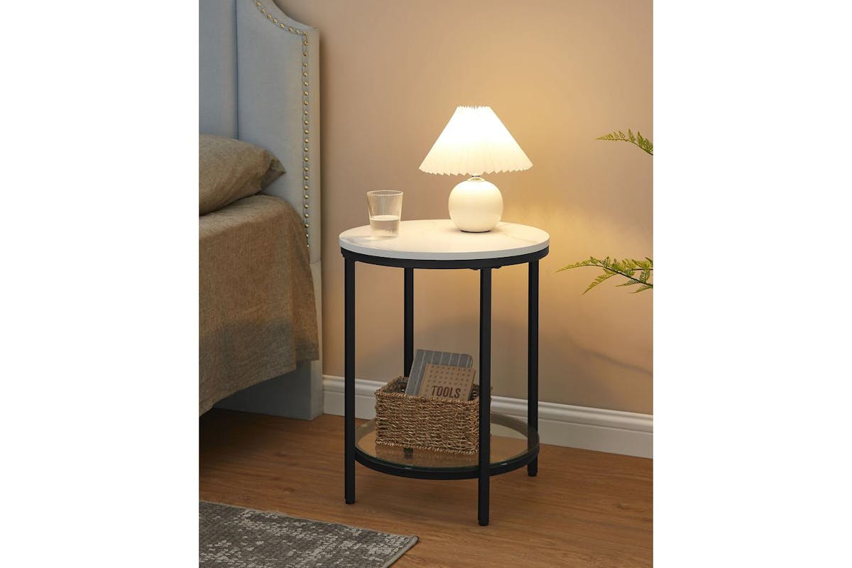 Vasagle Side Table | White Marble Look | Steel And Wood Chipboard | 45 X 55 Cm-3