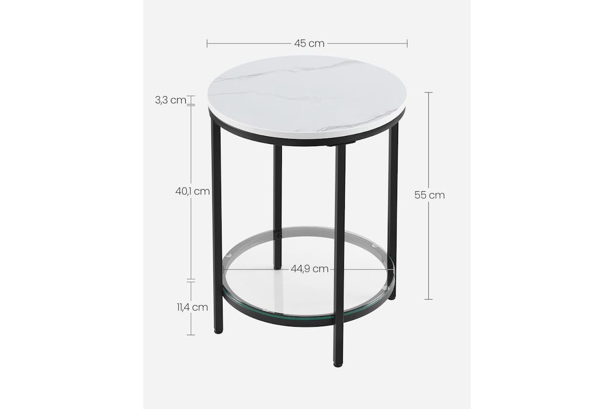 Vasagle Side Table | White Marble Look | Steel And Wood Chipboard | 45 X 55 Cm-7