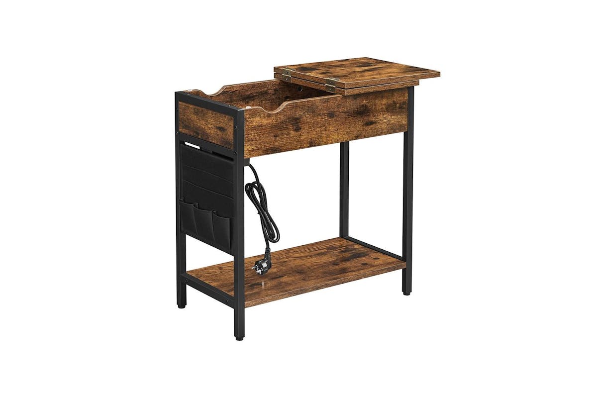 Vasagle End Table | Side Table | Rustic Brown And Black | 60 X 31.5 X 60 Cm