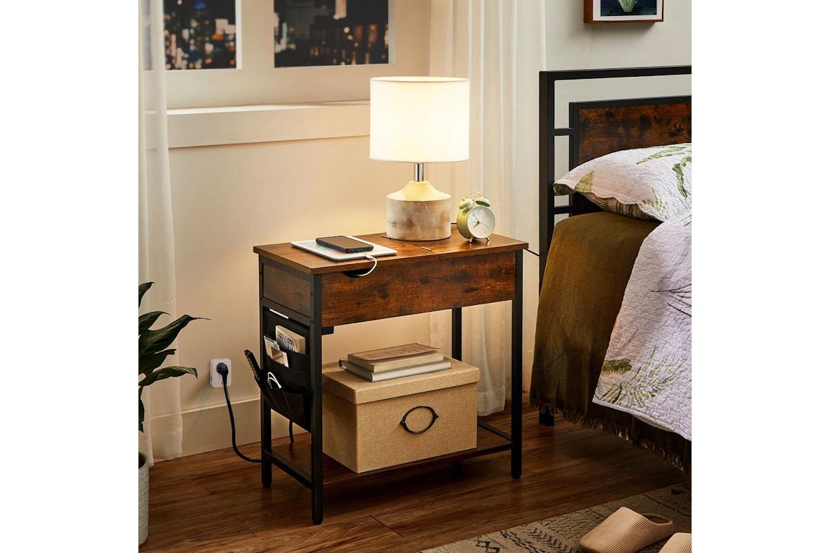 Vasagle End Table | Side Table | Rustic Brown And Black | 60 X 31.5 X 60 Cm-4