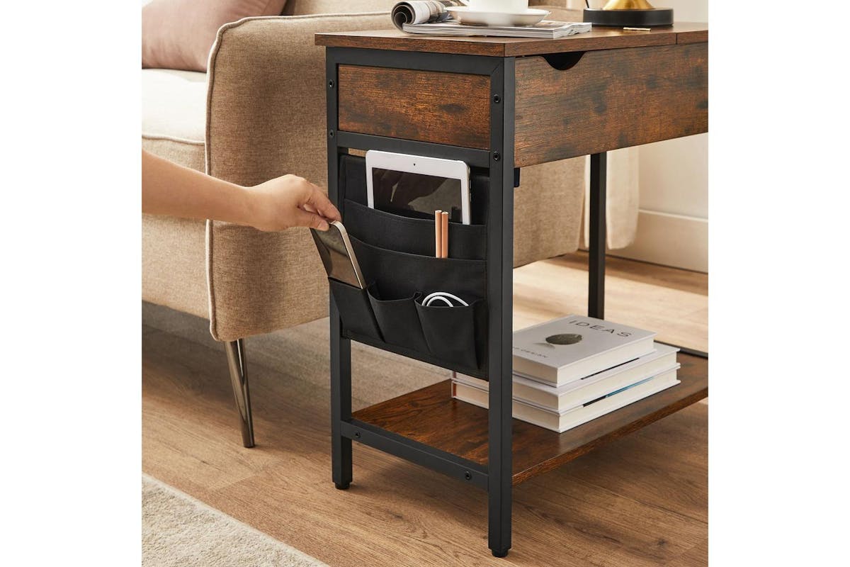 Vasagle End Table | Side Table | Rustic Brown And Black | 60 X 31.5 X 60 Cm-6