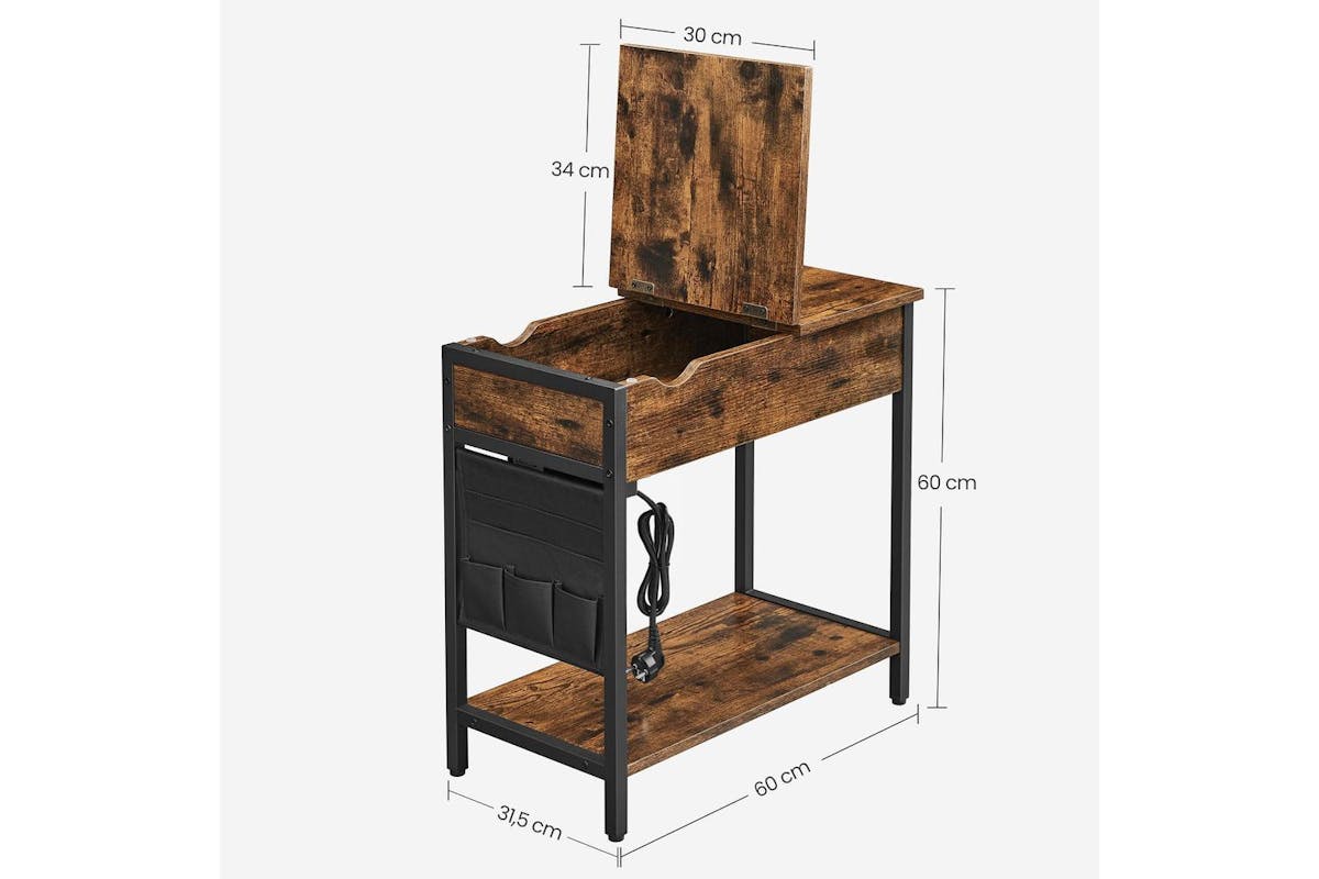 Vasagle End Table | Side Table | Rustic Brown And Black | 60 X 31.5 X 60 Cm-7