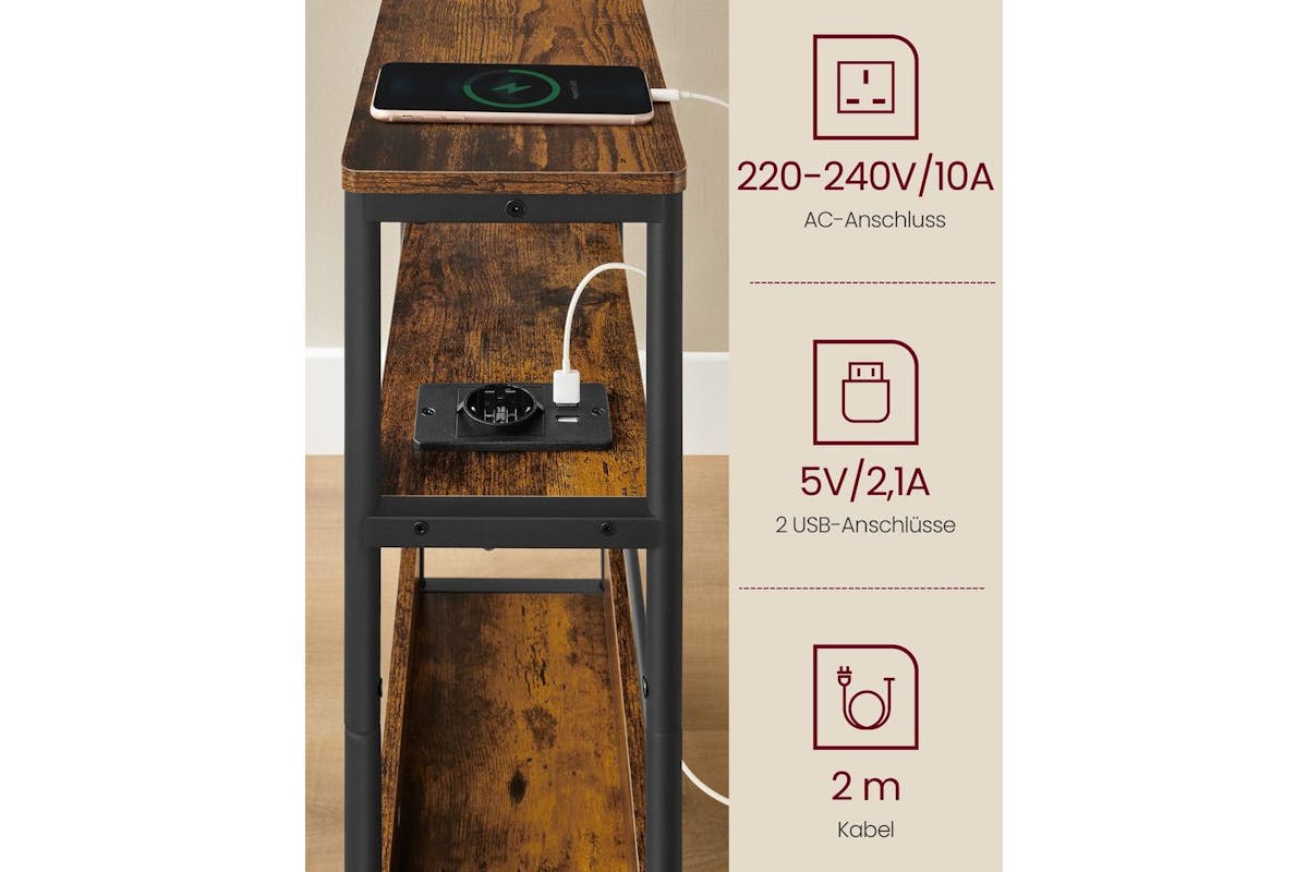 Vasagle End Table | Side Table | Chipboard And Steel | 18 X 45 X 58 Cm-4