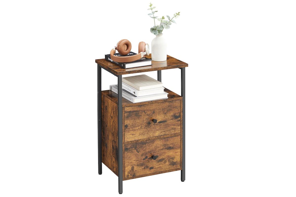 Vasagle End Table | Side Table | Rustic Brown And Black | 38 X 28 X 60 Cm-2