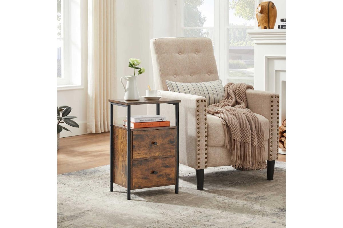 Vasagle End Table | Side Table | Rustic Brown And Black | 38 X 28 X 60 Cm-3