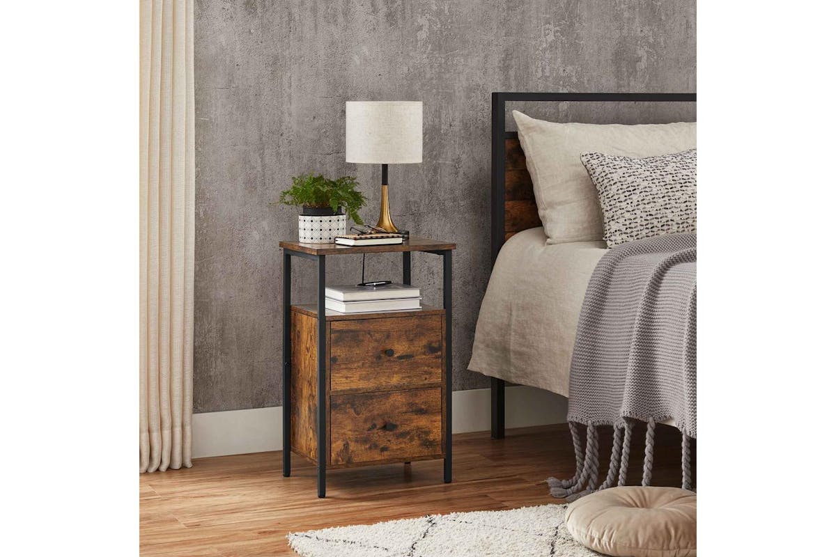 Vasagle End Table | Side Table | Rustic Brown And Black | 38 X 28 X 60 Cm-4