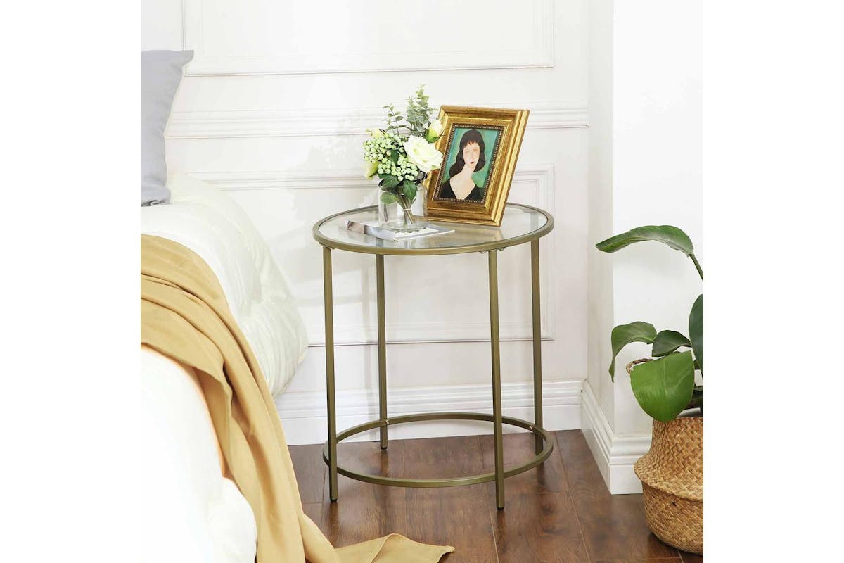 Vasagle Side Table | Steel And Tempered Glass | 50 X 55 Cm-3